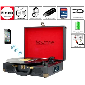 BT-101BK | Boytone BT-101B Bluetooth Turntable with Speakers