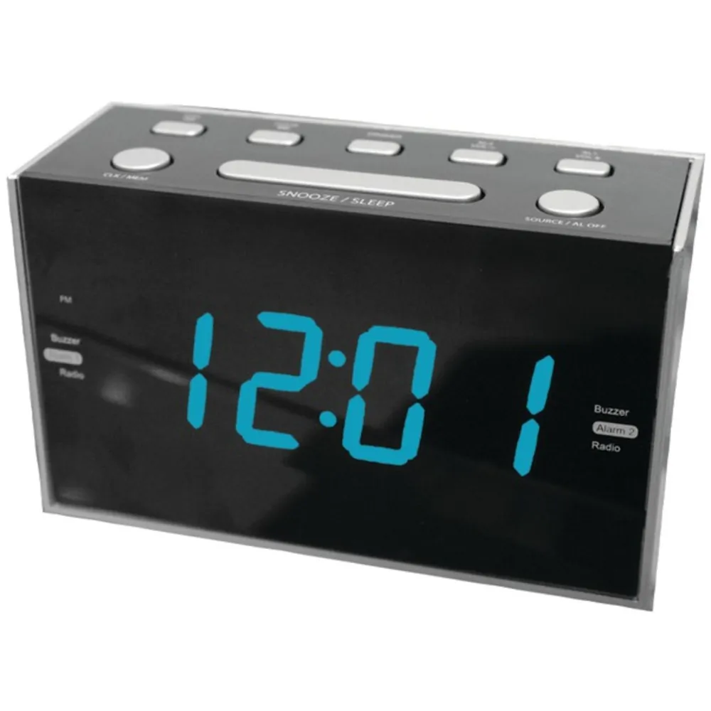 Sylvania SCR1053 (r)  1.2 Jumbo Digit Dual Alarm Clock Radio With Blue