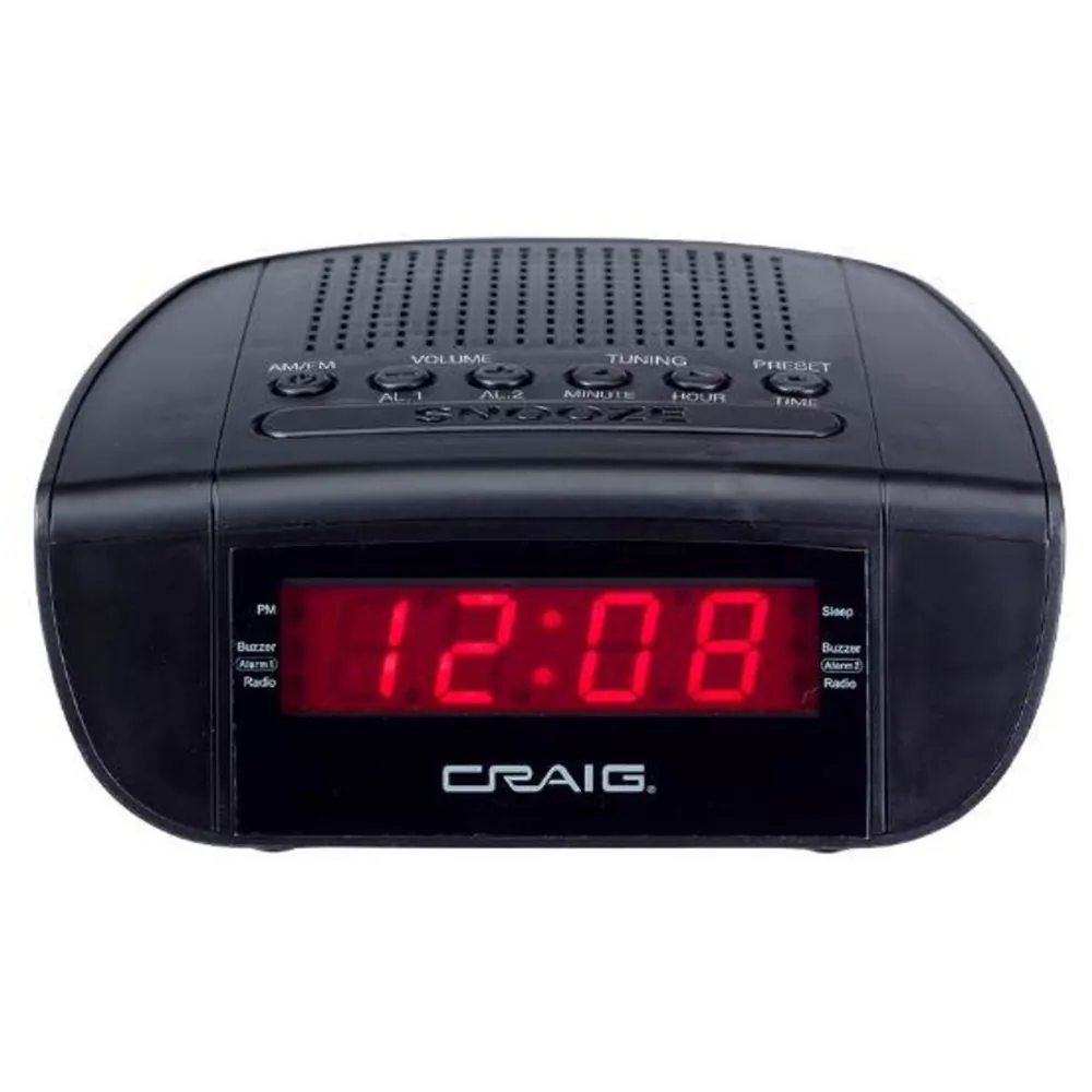 Craig CR45329B Dual Alarm Clock Radio With 0.6prime; Led Display