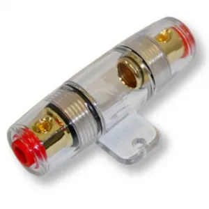 Impulse AFH-7 468 Gauge Agu In Line Fuse Holder Gold Plated With Clear