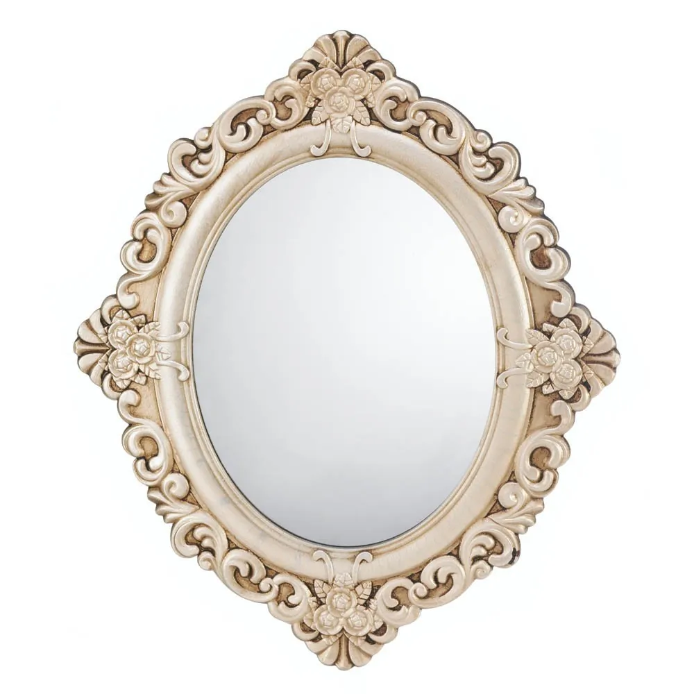 Accent 10017058 Antique Oval Wall Mirror With Floral Accents