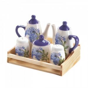 Accent 10017652 Elegant Mini Dolomite Tea Set With Floral Design