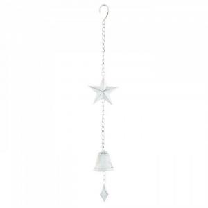 Accent 10017972 Charming White Star Hanging Bell Chime For Indoor  Out