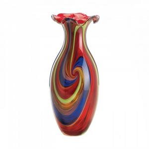 Accent 10018218 Swirl Of Colors Art Glass Vase