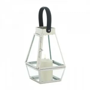 Gallery 10018357 Faceted Faux Leather Strap Lantern