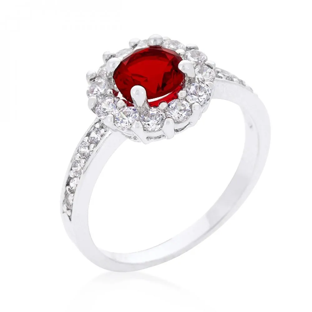 Icon J10014 Ruby Red Halo Engagement Ring (size: 06) R08347r-c10-06