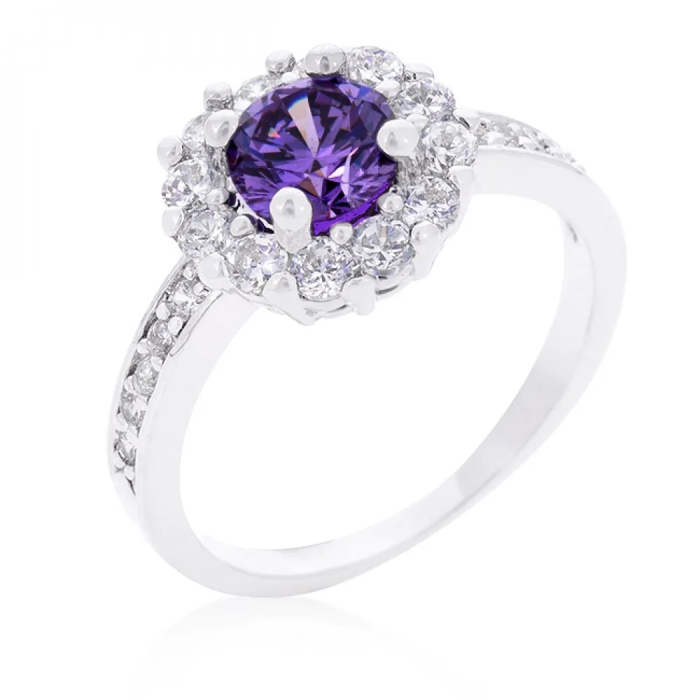 Icon J10020 Purple Halo Engagement Ring (size: 05) R08347r-c20-05