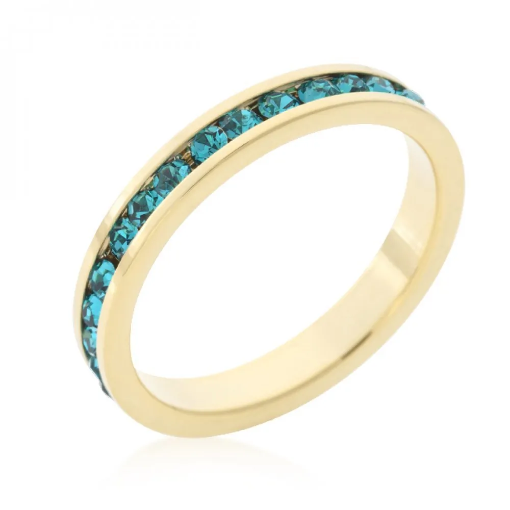 Icon J10202 Stylish Stackables Turquoise Crystal Gold Ring (size: 05) 