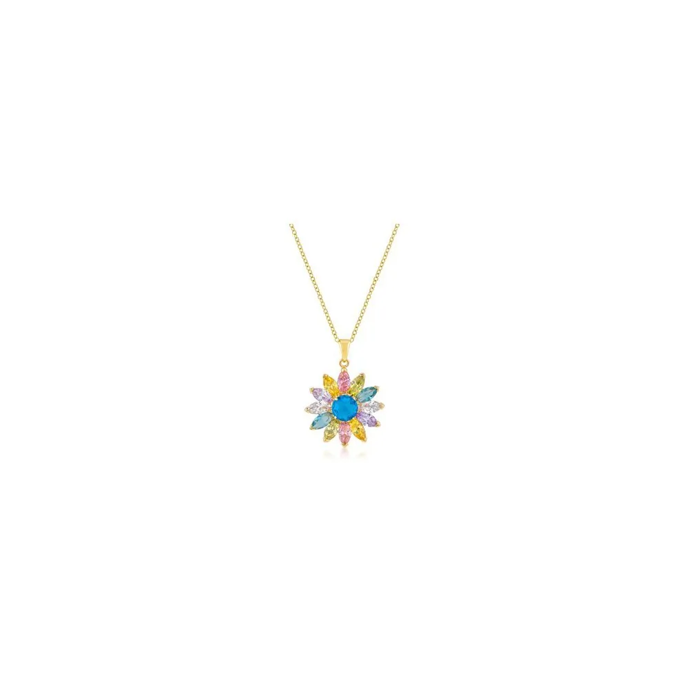 Icon J10670 Goldtone Colorful Flower Pendant P11432g-v01