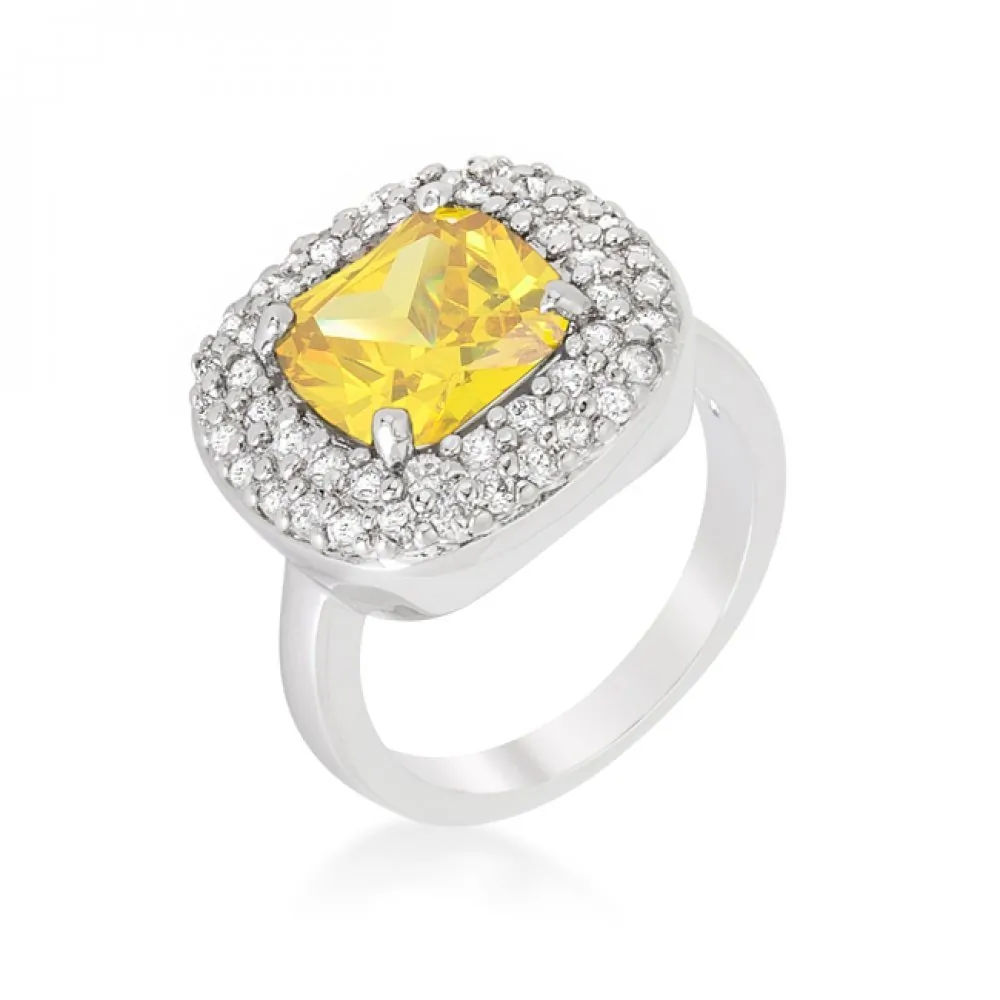 Icon J10929 Micropave Yellow Bridal Cocktail Ring (size: 10) R08378r-c