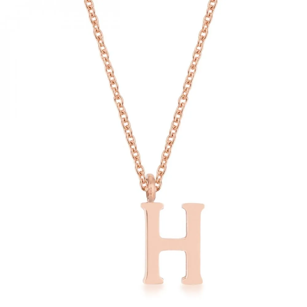 Icon J11759 Elaina Rose Gold Stainless Steel H Initial Necklace P11456