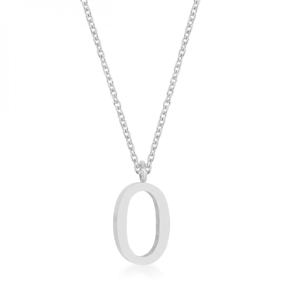 Icon J11792 Elaina Rhodium Stainless Steel O Initial Necklace P11456r-