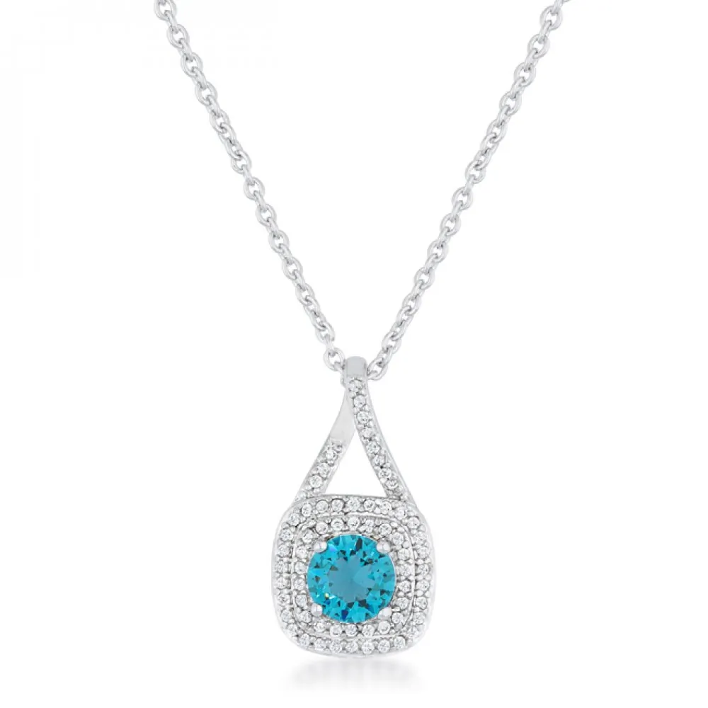 Icon J11819 Christal 1.2ct Aqua Czrhodium Classic Necklace P50177r-c31