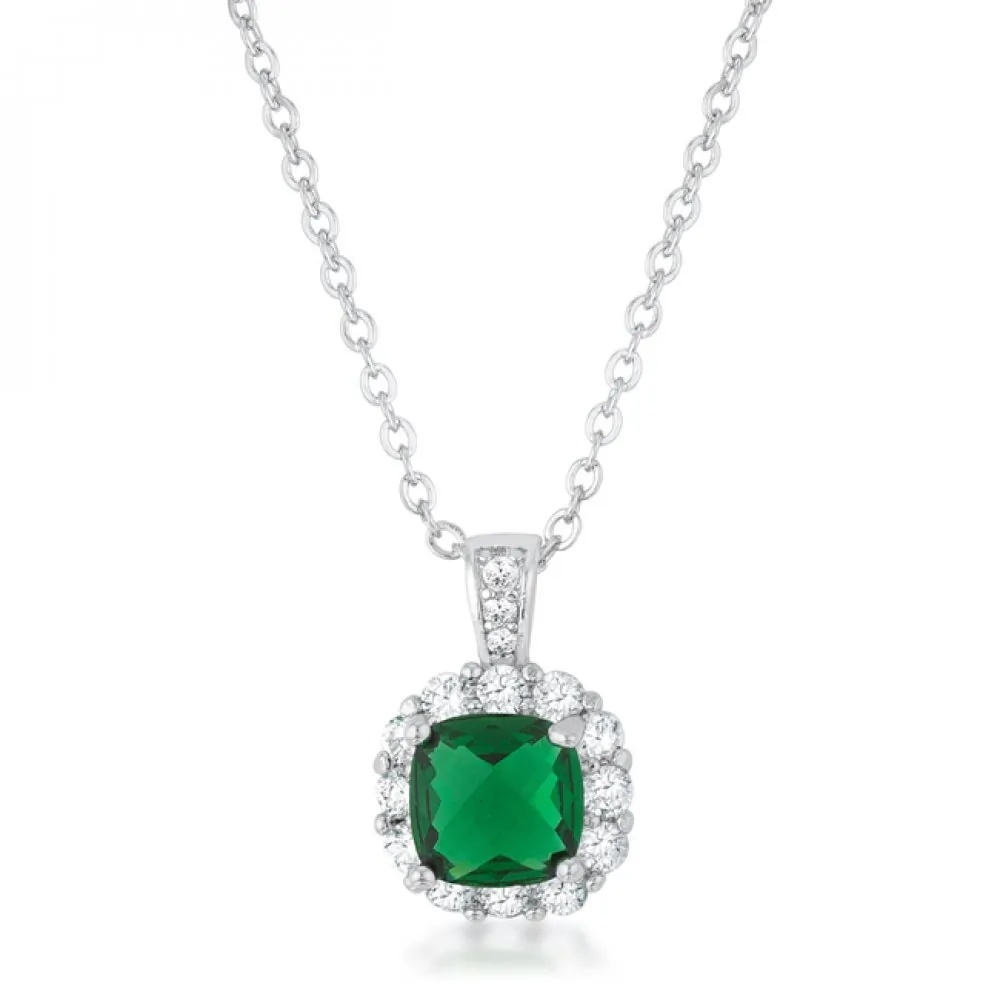 Icon J11820 Liz 2.6ct Emerald Cz Rhodium Classic Necklace P50178r-c40