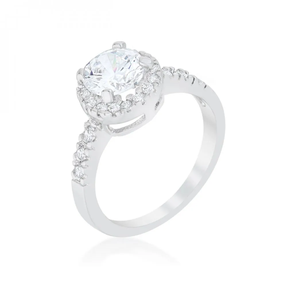 Icon J11944 Solitaire Engagement Ring With Pave Halo (size: 08) R08024