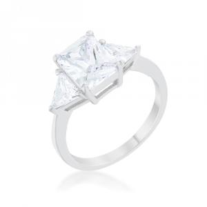 Icon J12042 Classic Clear Rhodium Engagement Ring (size: 08) R08451r-c