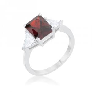 Icon J12056 Classic Garnet Rhodium Engagement Ring (size: 08) R08451r-