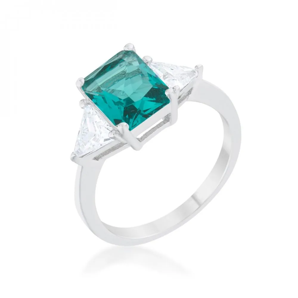 Icon J12070 Classic Aqua Rhodium Engagement Ring (size: 08) R08451r-c3