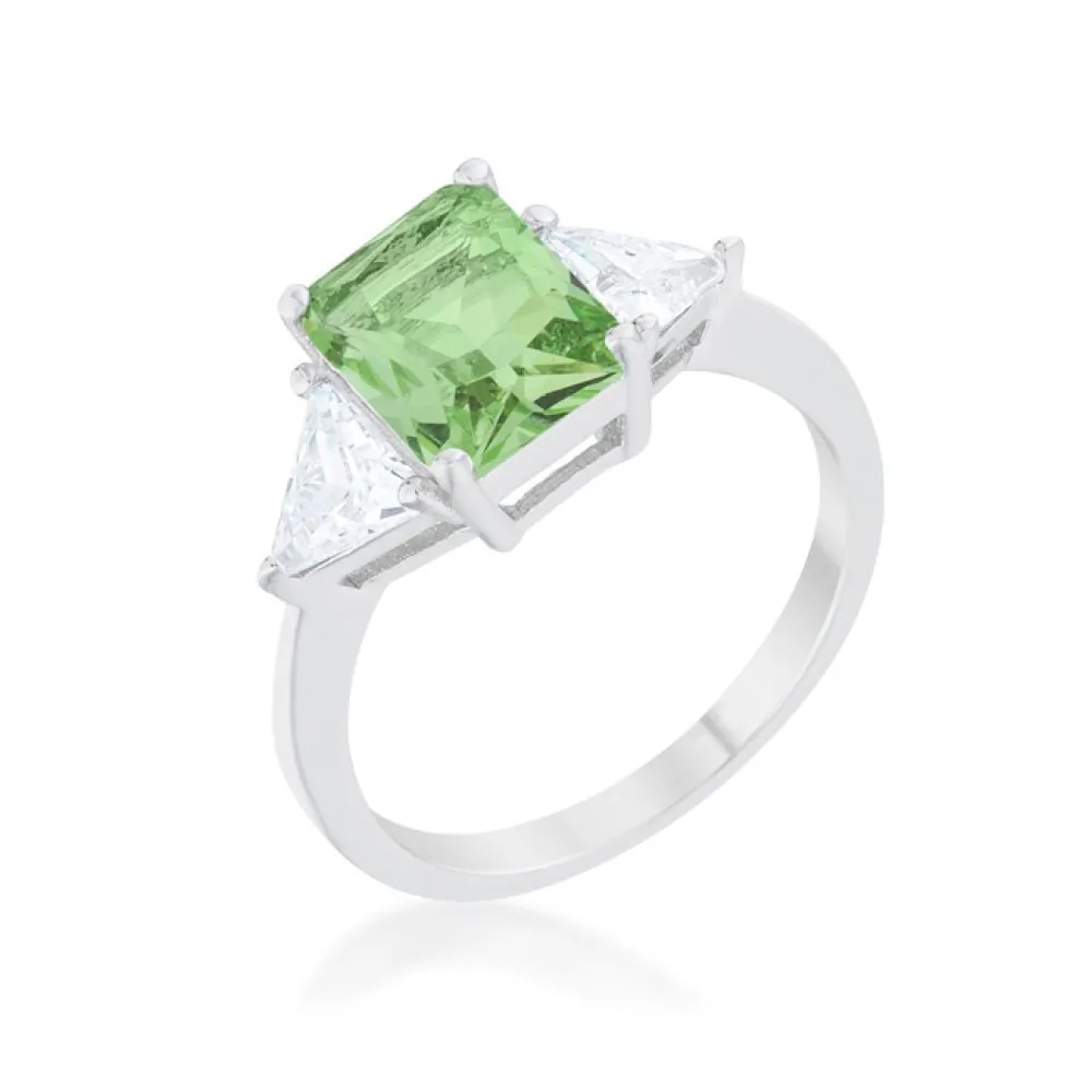 Icon J12082 Classic Peridot Rhodium Engagement Ring (size: 06) R08451r