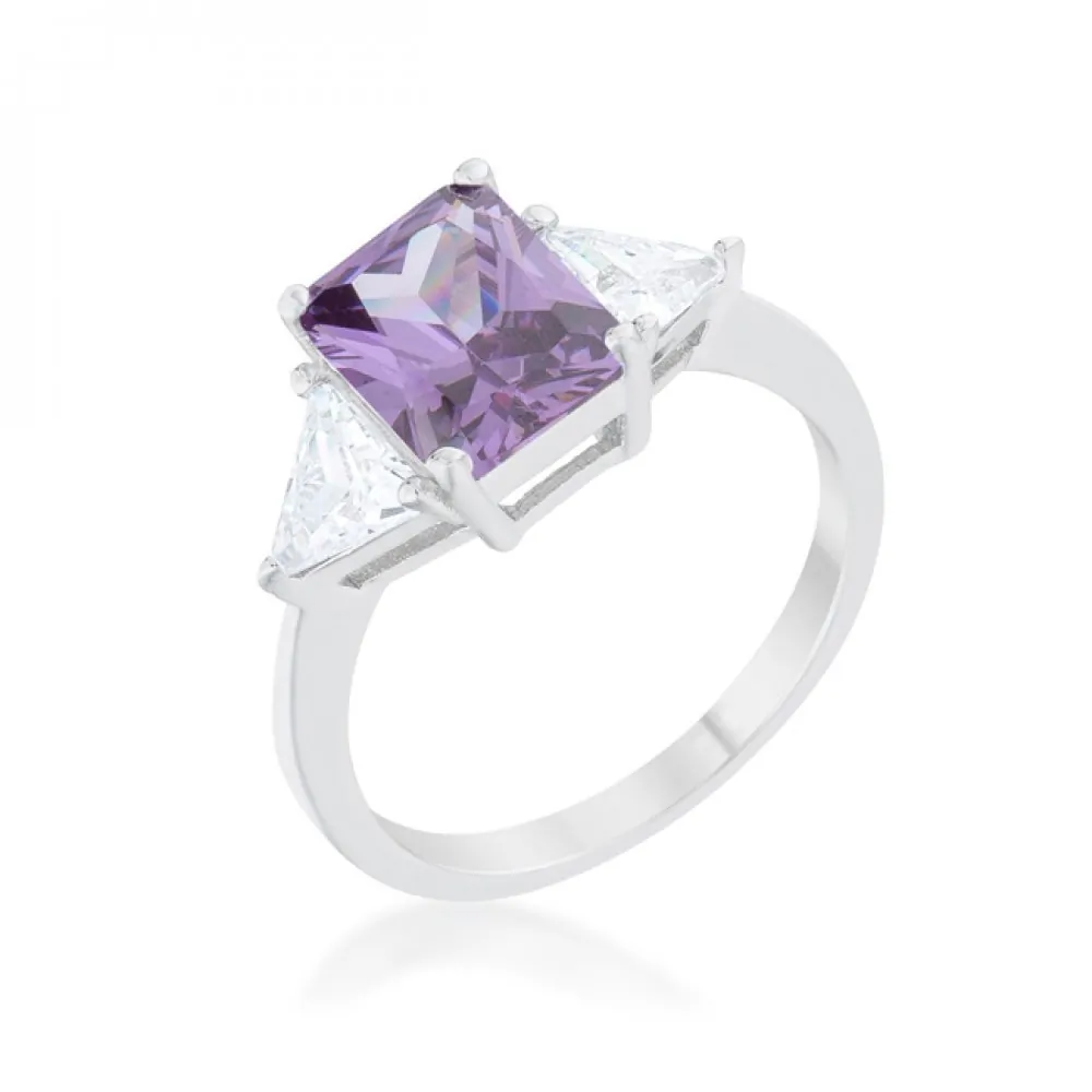 Icon J12105 Classic Amethyst Rhodium Engagement Ring (size: 08) R08451