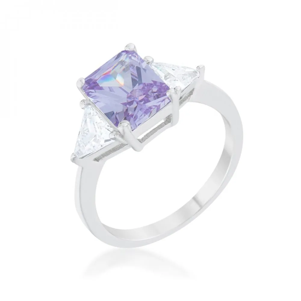 Icon J12109 Classic Lavender Rhodium Engagement Ring (size: 05) R08451