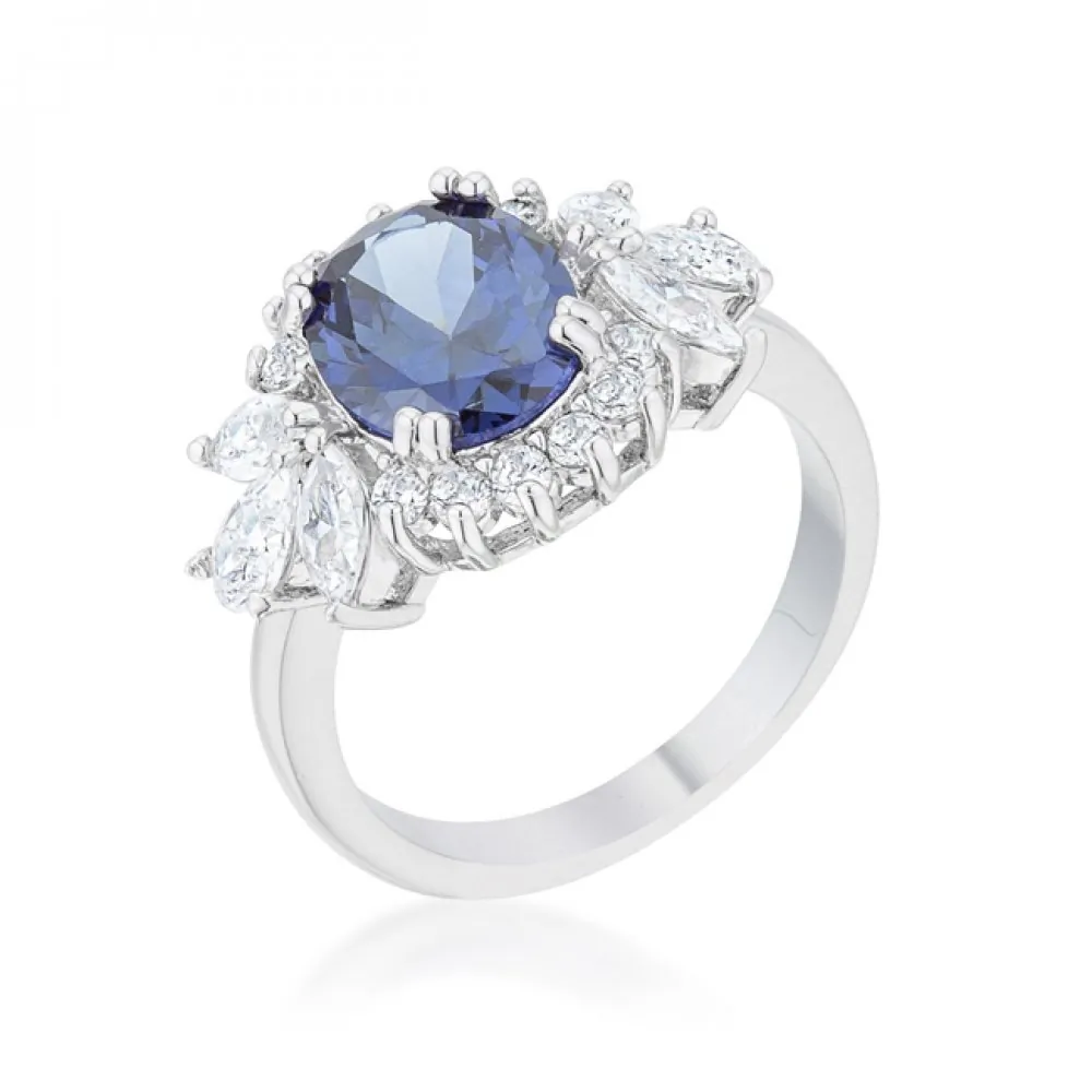 Icon J12154 Krizia 4.2ct Tanzanite Cz Rhodium Classic Ring (size: 08) 