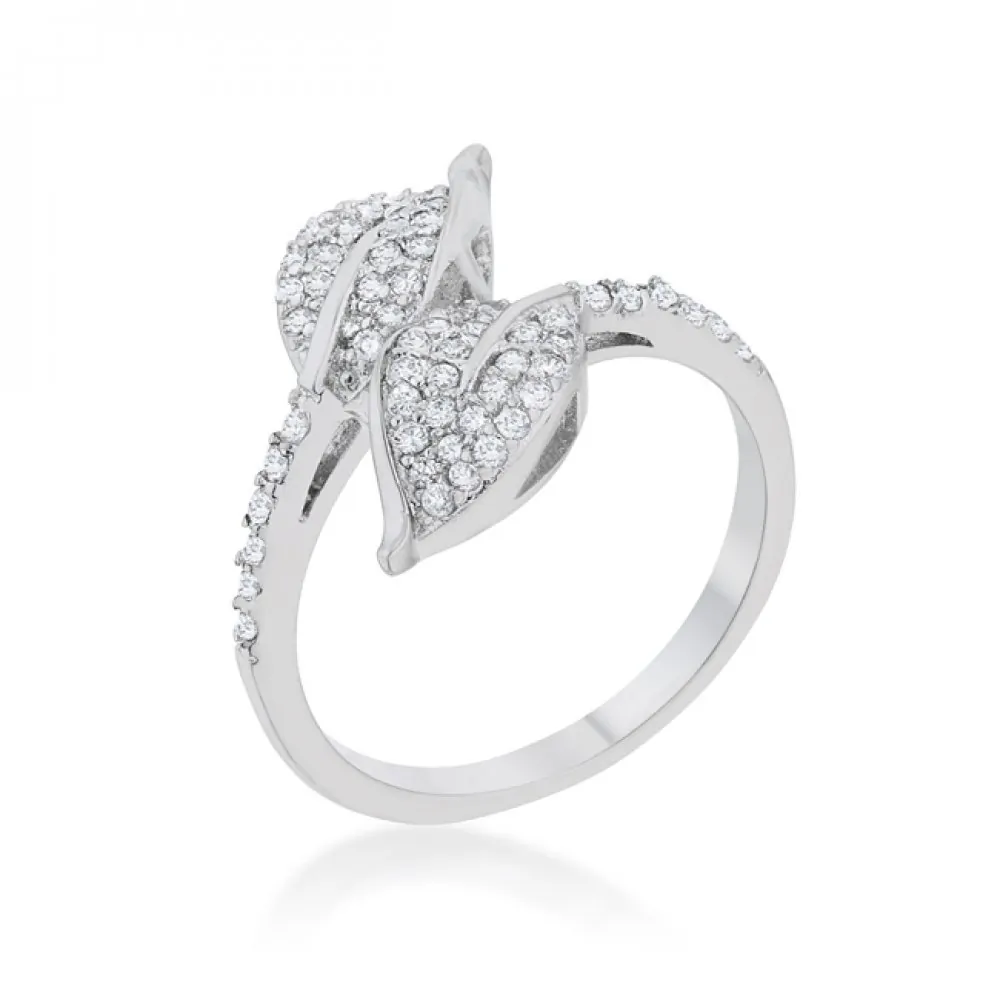 Icon J12160 Liana 0.1ct Cz Rhodium Leaf Wrap Ring (size: 07) R08456r-c