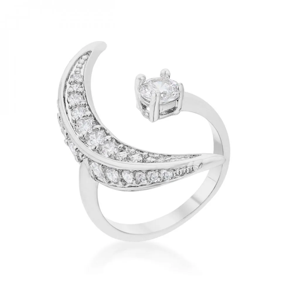 Icon J12189 Luna .75ct Cz Rhodium Delicate Ring (size: 08) R08459r-c01