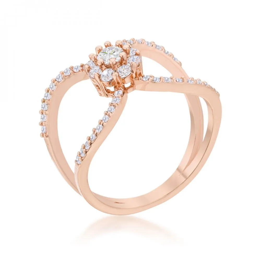 Icon J12208 Joyce 0.4ct Cz Rose Gold Delicate Floral Wrap Ring (size: 