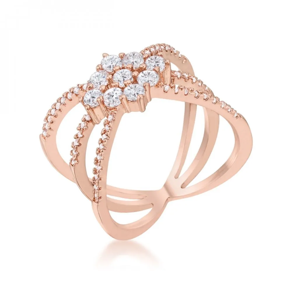 Icon J12224 Mindy 0.8ct Cz Rose Gold Delicate Triple Wrap Ring (size: 