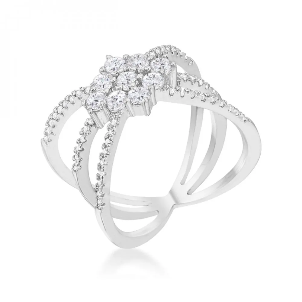 Icon J12232 Mindy 0.8ct Cz Rhodium Delicate Triple Wrap Ring (size: 09