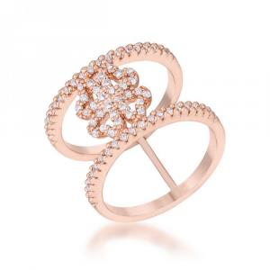 Icon J12256 Lauren 0.4ct Cz Rose Gold Delicate Clover Wrap Ring (size: