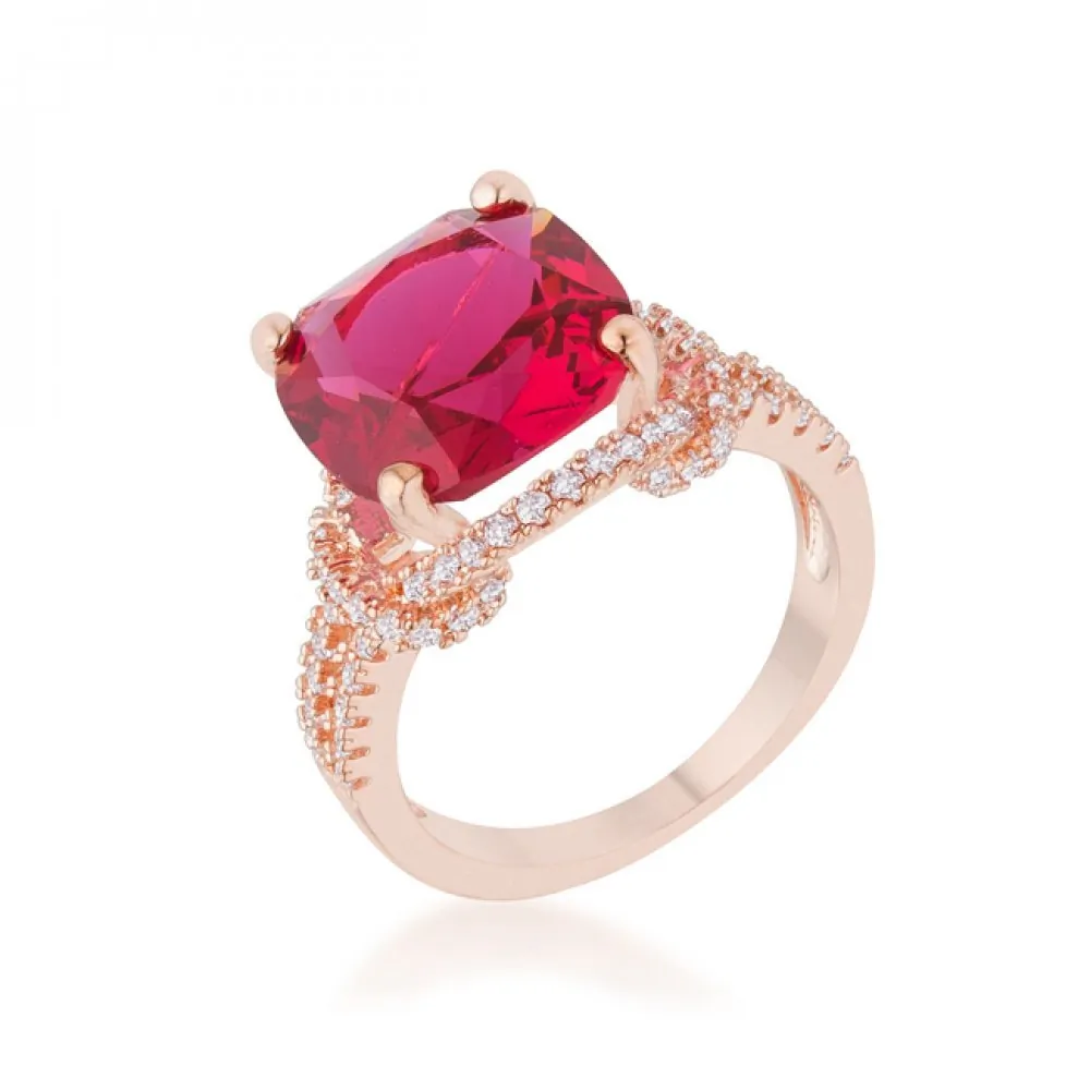 Icon J12263 Charlene 6.2ct Ruby Cz Rose Gold Classic Statement Ring (s