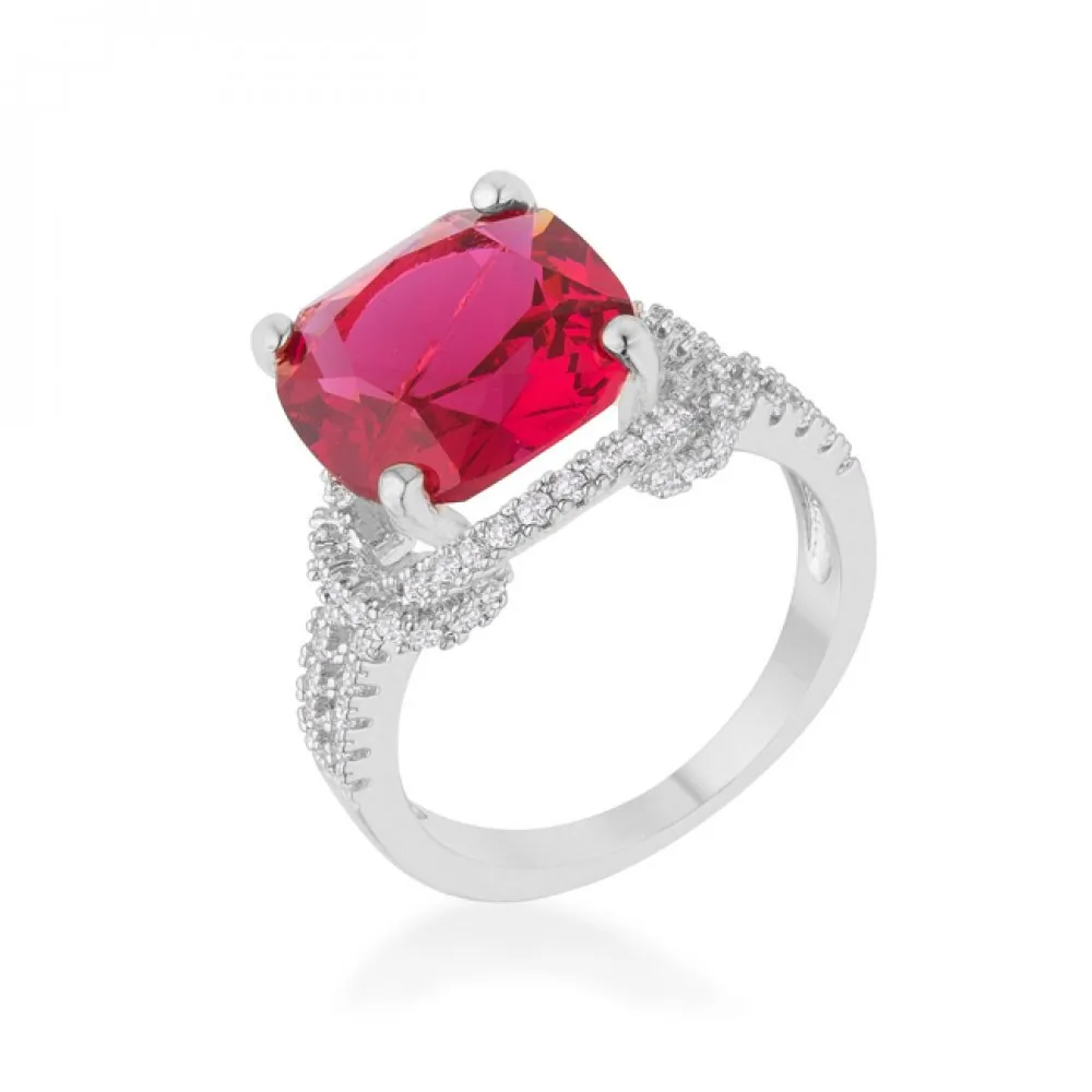 Icon J12280 Charlene 6.2ct Ruby Cz Rhodium Classic Statement Ring (siz