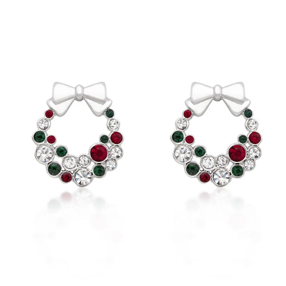 Icon J4555 Holiday Wreath Colored Crystal Earrings E50160r-v01