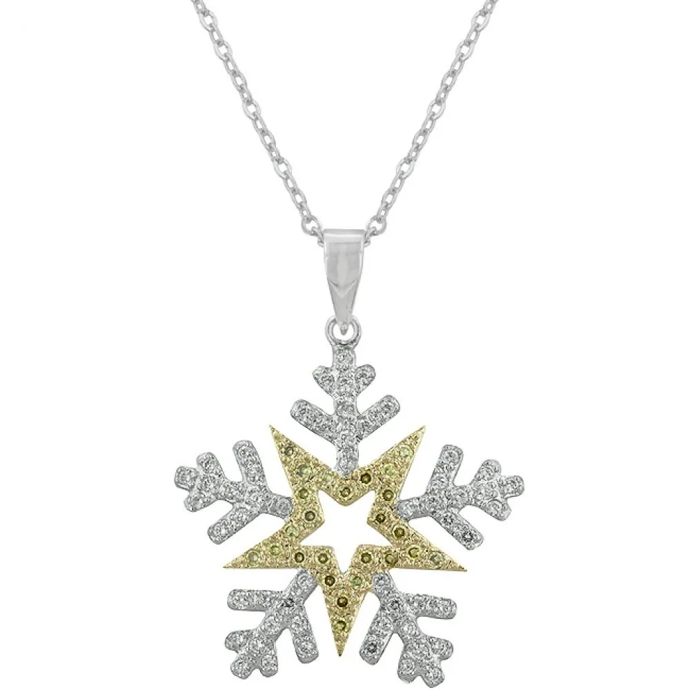 Icon J4755 Two-toned Snowflake Pendant P11359t-c01