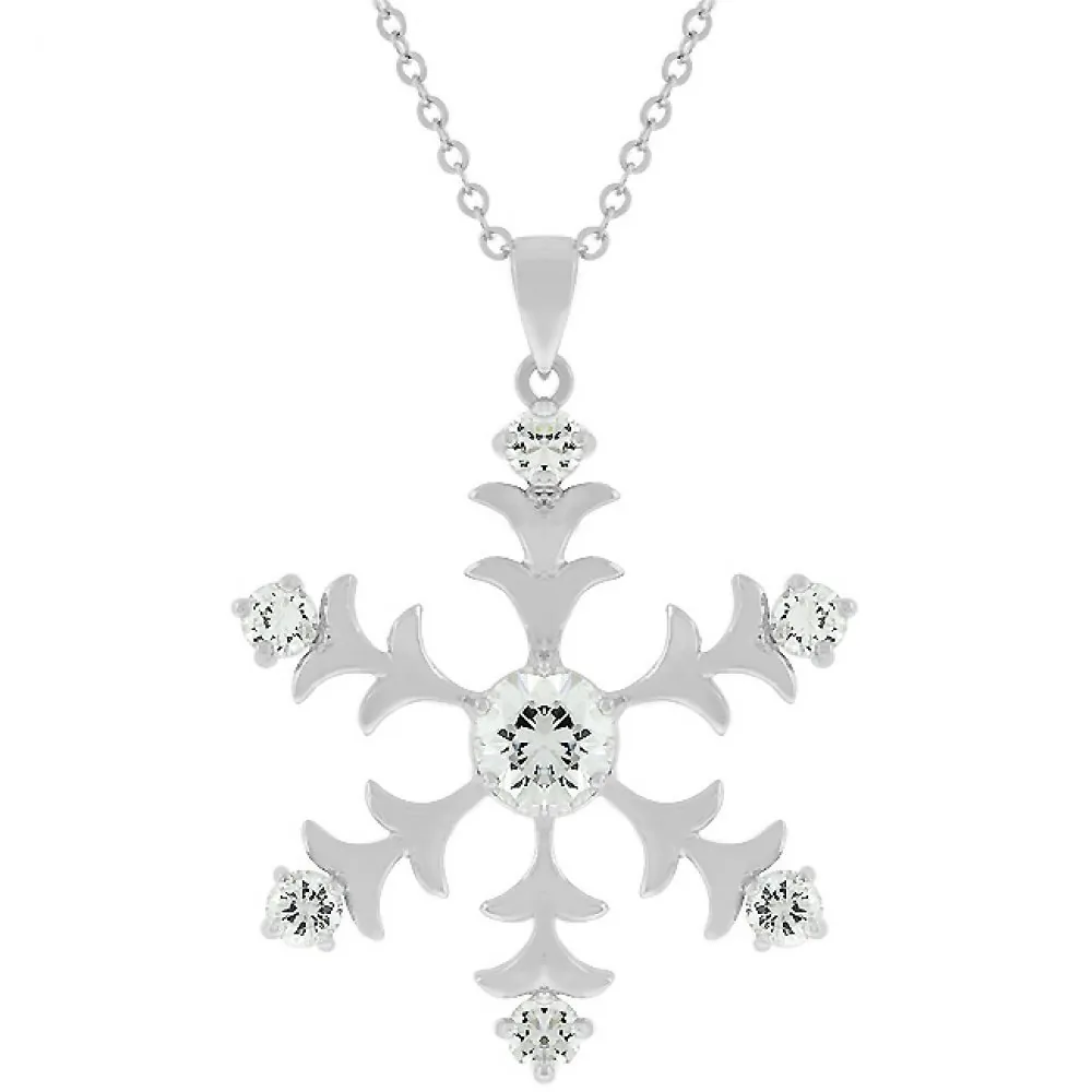 Icon J4924 Silver Tone Snowflake Pendant P50059r-c01