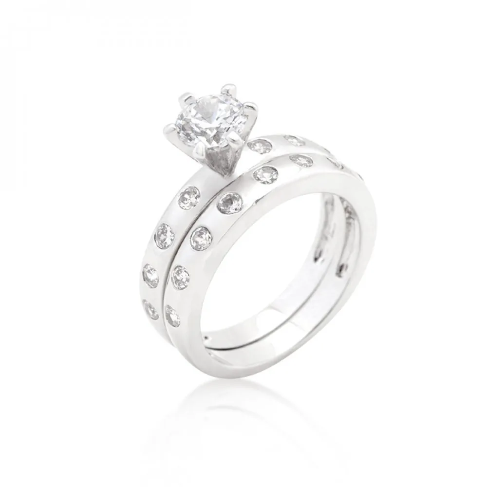 Icon J9307 Bezel Set Round Cut Bridal Ring Set (size: 06) R08293r-c01-