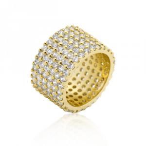 Icon J9342 Goldtone Finishd Wide Pave Cubic Zirconia Ring (size: 06) R