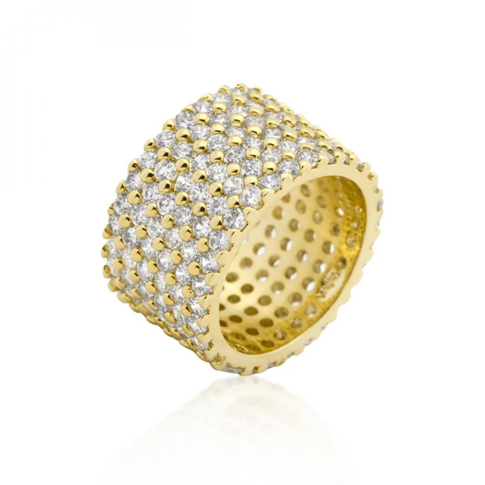 Icon J9343 Goldtone Finishd Wide Pave Cubic Zirconia Ring (size: 07) R