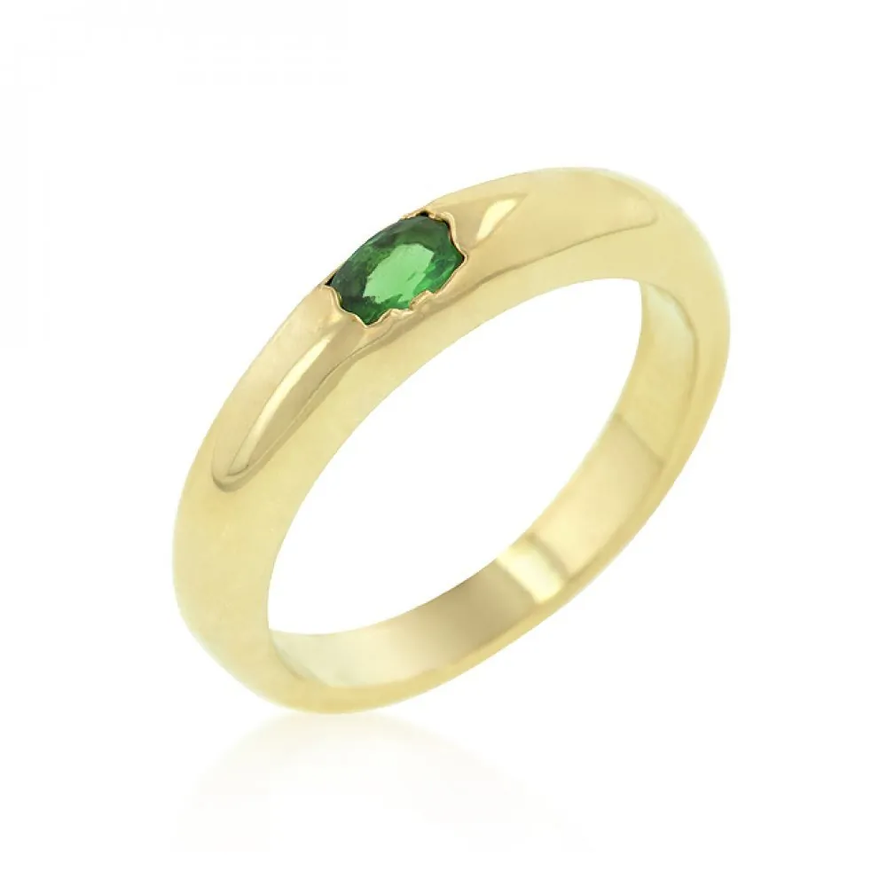 Icon J9584 Green Oval Simple Ring (size: 07) R05887g-c40-07