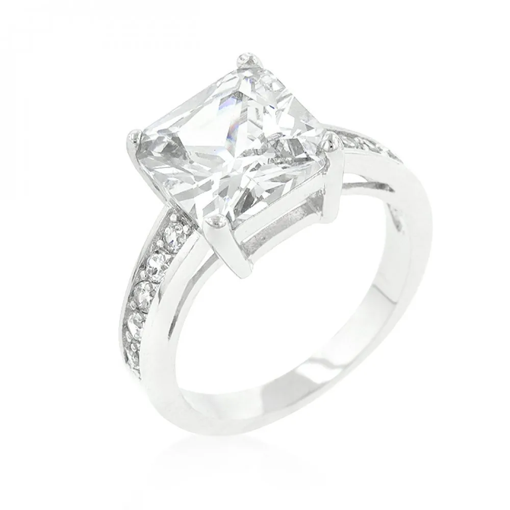 Icon J9765 Classic Princess Cut Raised Pave Engagement Ring (size: 09)