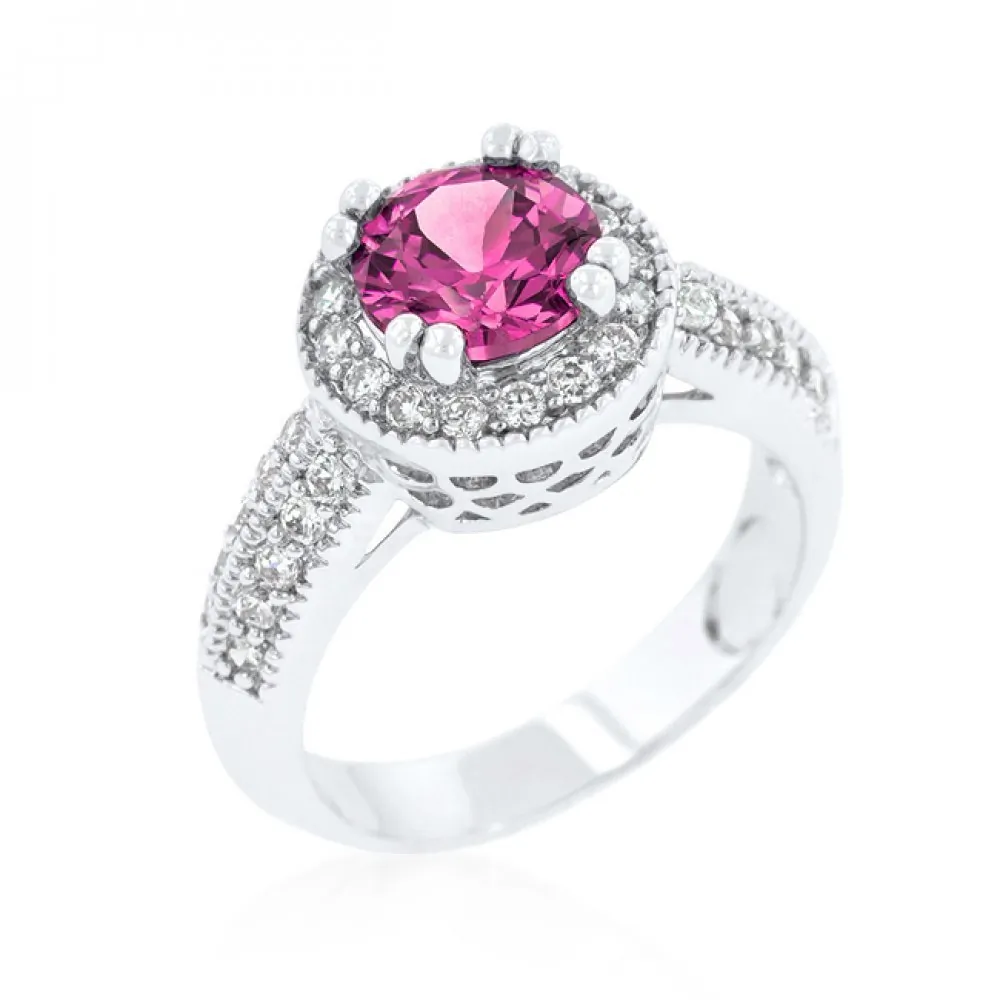 Icon J9819 Fuchsia Halo Engagement Ring (size: 05) R08226r-c15-05