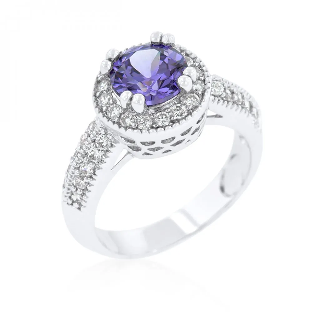 Icon J9905 Dark Purple Halo Engagement Ring (size: 10) R08226r-c20-10