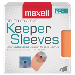RA47460 | Maxell CD and DVD Keeper Sleeves, 25 Pack