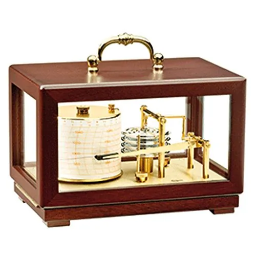 Barigo 2018 Barograph Recording Instrument - Brass  Mahogany - Solid T