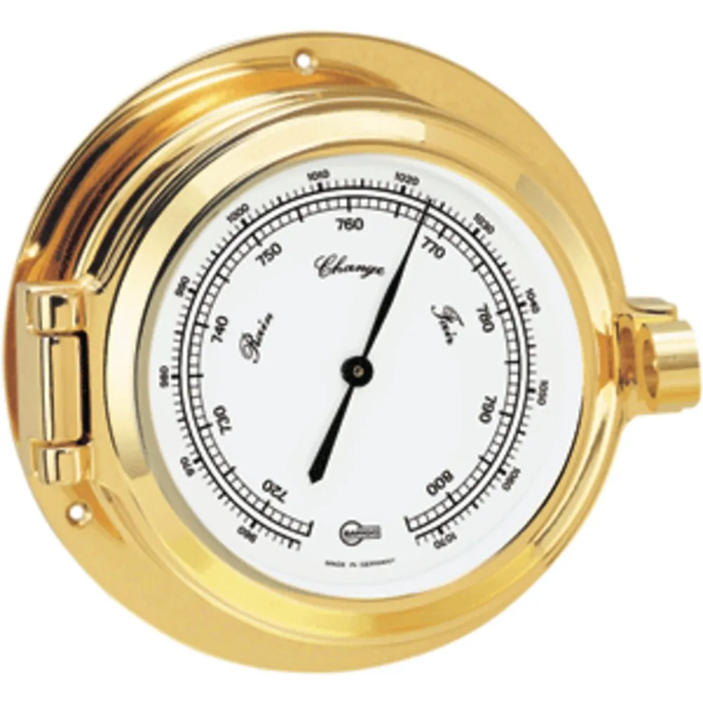 Barigo 1325MS Poseidon Series Porthole Ships Barometer - Brass Housing