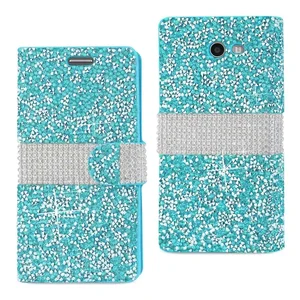 DFC02-SAMJ3NBL | Samsung Elegant Blue Rhinestone Wallet