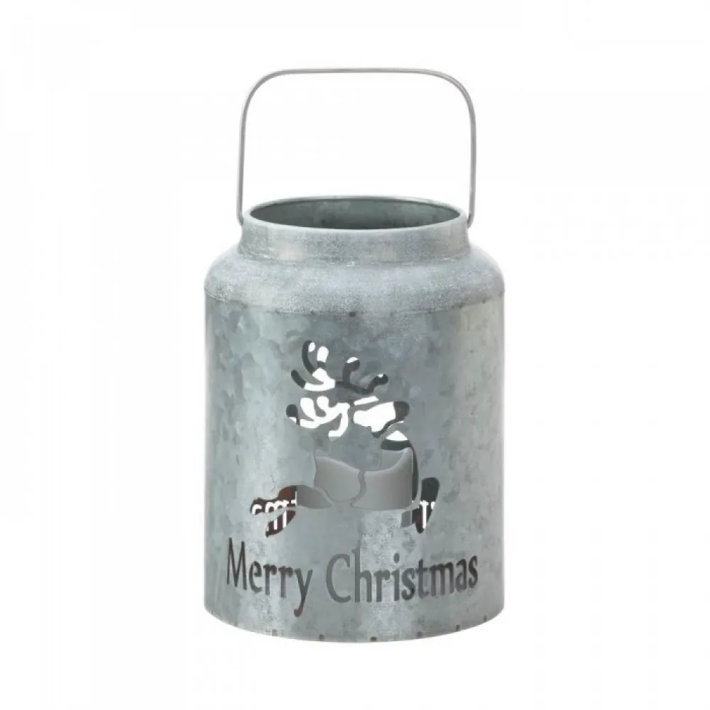 Christmas 10018550 Reindeer Galvanized Led Candle Lantern