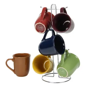 Gibson 91708.07 Home Cafe Amaretto 7 -piece Mug Set With Wire Rack